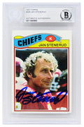 Jan Stenerud Signed Kansas City Chiefs 1977 Topps Football Trading Card #335 - (Beckett Encapsulated) - STECAR300 - Jan Stenerud Signed Kansas City Chiefs 1977 Topps Football Trading Card #335 - (Beckett Encapsulated) product image