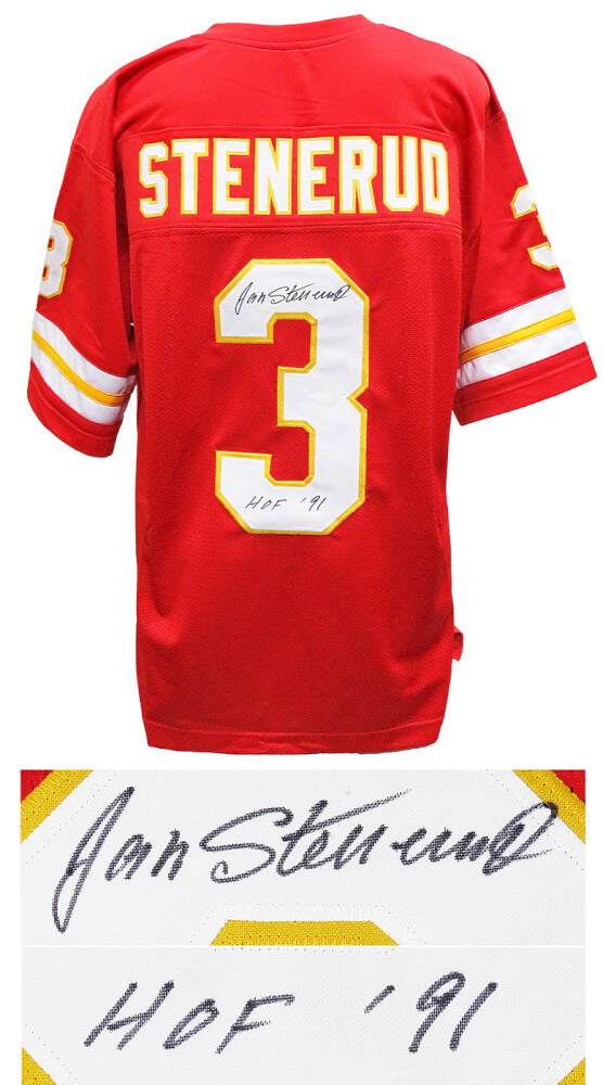 Jan Stenerud Signed Red Throwback Custom Football Jersey w/HOF'91 - STEJRY300 - Jan Stenerud Signed Red Throwback Custom Football Jersey w/HOF'91 product image
