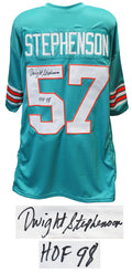 Dwight Stephenson Signed Teal T/B Custom Football Jersey w/HOF'98 - STEJRY311 - Dwight Stephenson Signed Teal T/B Custom Football Jersey w/HOF'98 product image