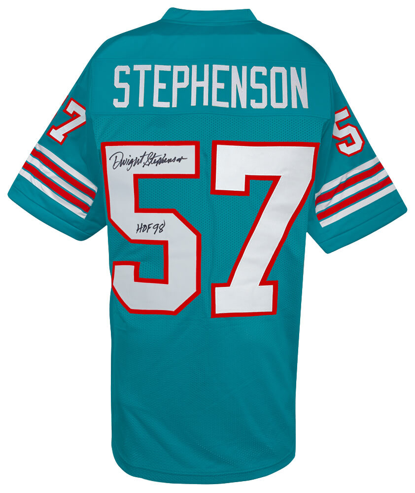 Dwight Stephenson Signed Teal Custom Football Jersey w/HOF'98 - STEJRY312 - Dwight Stephenson Signed Teal Custom Football Jersey w/HOF'98 product image