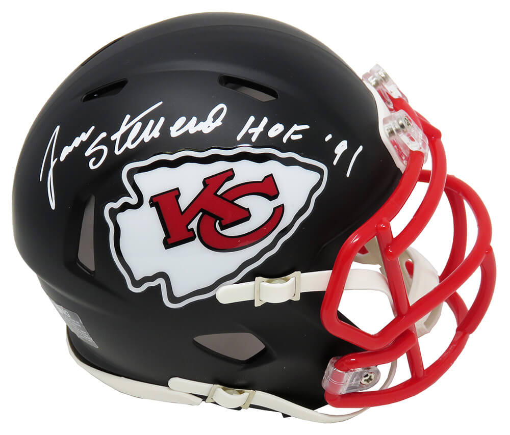 Jan Stenerud Signed Kansas City Chiefs Flat Black Matte Riddell Speed Replica Mini Helmet w/HOF'91 - STEMIN301 - Jan Stenerud Signed Kansas City Chiefs Flat Black Matte Riddell Speed Replica Mini Helmet w/HOF'91 product image