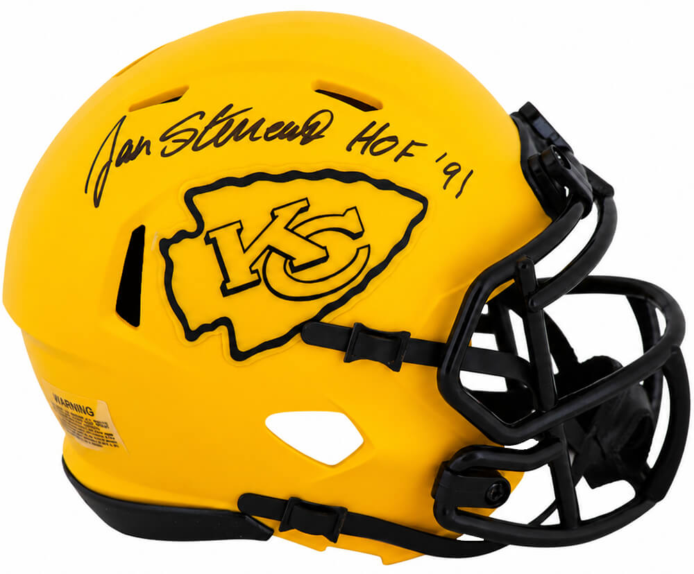 Jan Stenerud Signed Kansas City Chiefs RAVE Riddell Speed Mini Helmet w/HOF'91 - STEMIN310 - Jan Stenerud Signed Kansas City Chiefs RAVE Riddell Speed Mini Helmet w/HOF'91 product image
