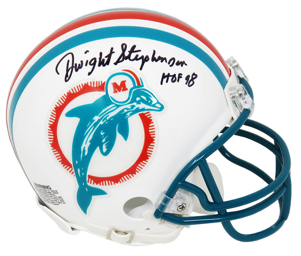 Dwight Stephenson Signed Miami Dolphins Riddell Mini Helmet w/HOF'98 - STEMIN320 - Dwight Stephenson Signed Miami Dolphins Riddell Mini Helmet w/HOF'98 product image