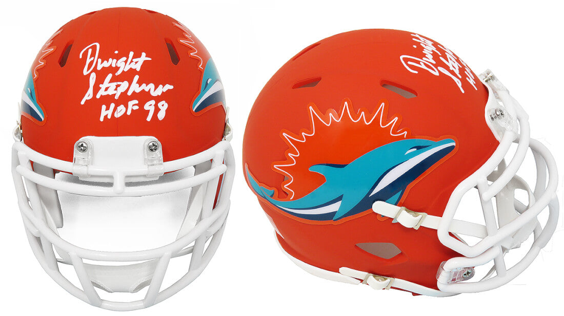 Dwight Stephenson Signed Miami Dolphins AMP Alternate Series Riddell Speed Mini Helmet w/HOF'98 - STEMIN321 - Dwight Stephenson Signed Miami Dolphins AMP Alternate Series Riddell Speed Mini Helmet w/HOF'98 product image