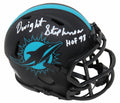 Dwight Stephenson Signed Miami Dolphins Eclipse Black Matte Riddell Speed Mini Helmet w/HOF'98 - STEMIN322 - Dwight Stephenson Signed Miami Dolphins Eclipse Black Matte Riddell Speed Mini Helmet w/HOF'98 product image