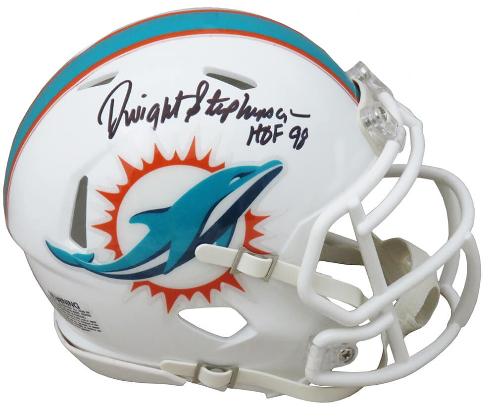 Dwight Stephenson Signed Miami Dolphins Riddell Speed Mini Helmet w/HOF'98 - STEMIN324 - Dwight Stephenson Signed Miami Dolphins Riddell Speed Mini Helmet w/HOF'98 product image