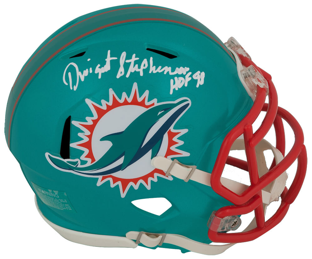 Dwight Stephenson Signed Miami Dolphins FLASH Riddell Speed Mini Helmet w/HOF'98 - STEMIN327 - Dwight Stephenson Signed Miami Dolphins FLASH Riddell Speed Mini Helmet w/HOF'98 product image