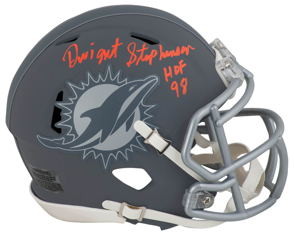 Dwight Stephenson Signed Miami Dolphins SLATE Riddell Speed Mini Helmet w/HOF'98 - STEMIN328 - Dwight Stephenson Signed Miami Dolphins SLATE Riddell Speed Mini Helmet w/HOF'98 product image