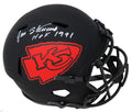 Jan Stenerud Signed Kansas City Chiefs Eclipse Black Matte Riddell Full Size Speed Replica Helmet w/HOF 1991 (PSA) - STEREP308 - Jan Stenerud Signed Kansas City Chiefs Eclipse Black Matte Riddell Full Size Speed Replica Helmet w/HOF 1991 (PSA) product image