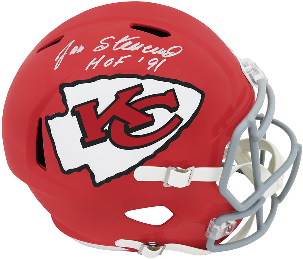 Jan Stenerud Signed Kansas City Chiefs Throwback Riddell Full Size Speed Replica Helmet w/HOF'91 - STEREP309 - Jan Stenerud Signed Kansas City Chiefs Throwback Riddell Full Size Speed Replica Helmet w/HOF'91 product image