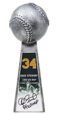 Dave Stewart Signed Baseball World Champion 14 Inch Replica Silver Trophy w/89 WS MVP - STETRO100 - Dave Stewart Signed Baseball World Champion 14 Inch Replica Silver Trophy w/89 WS MVP product image