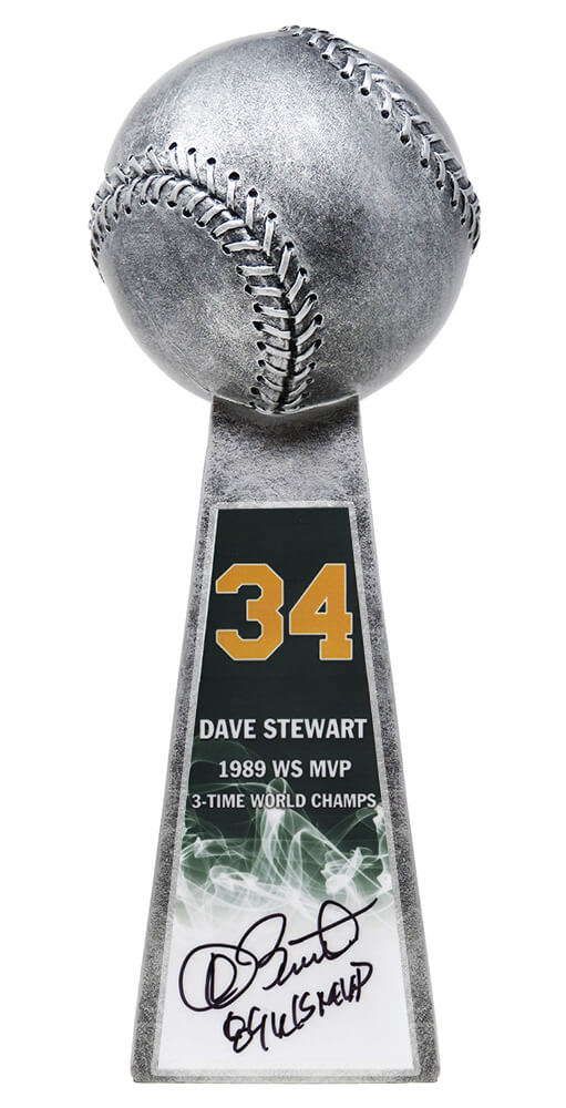 Dave Stewart Signed Baseball World Champion 14 Inch Replica Silver Trophy w/89 WS MVP - STETRO100 - Dave Stewart Signed Baseball World Champion 14 Inch Replica Silver Trophy w/89 WS MVP product image