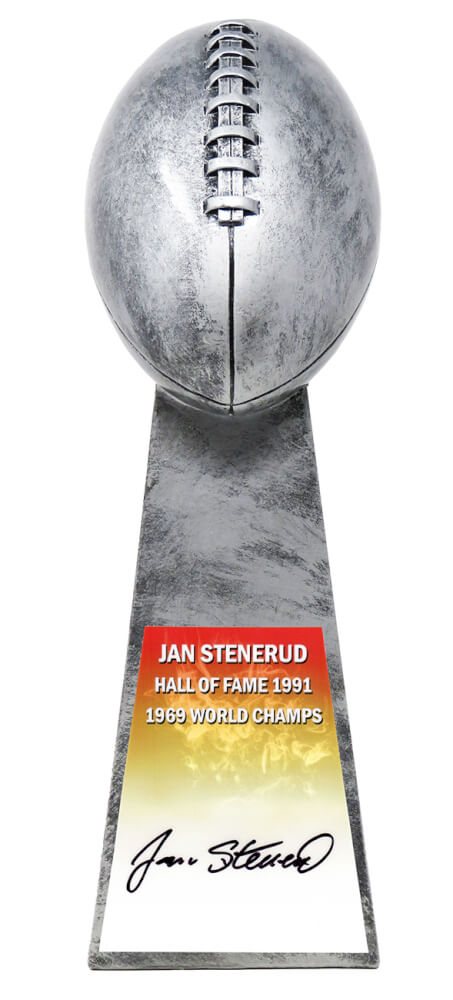 Jan Stenerud Signed Football World Champion 15 Inch Replica Silver Trophy - STETRO302 - Jan Stenerud Signed Football World Champion 15 Inch Replica Silver Trophy product image