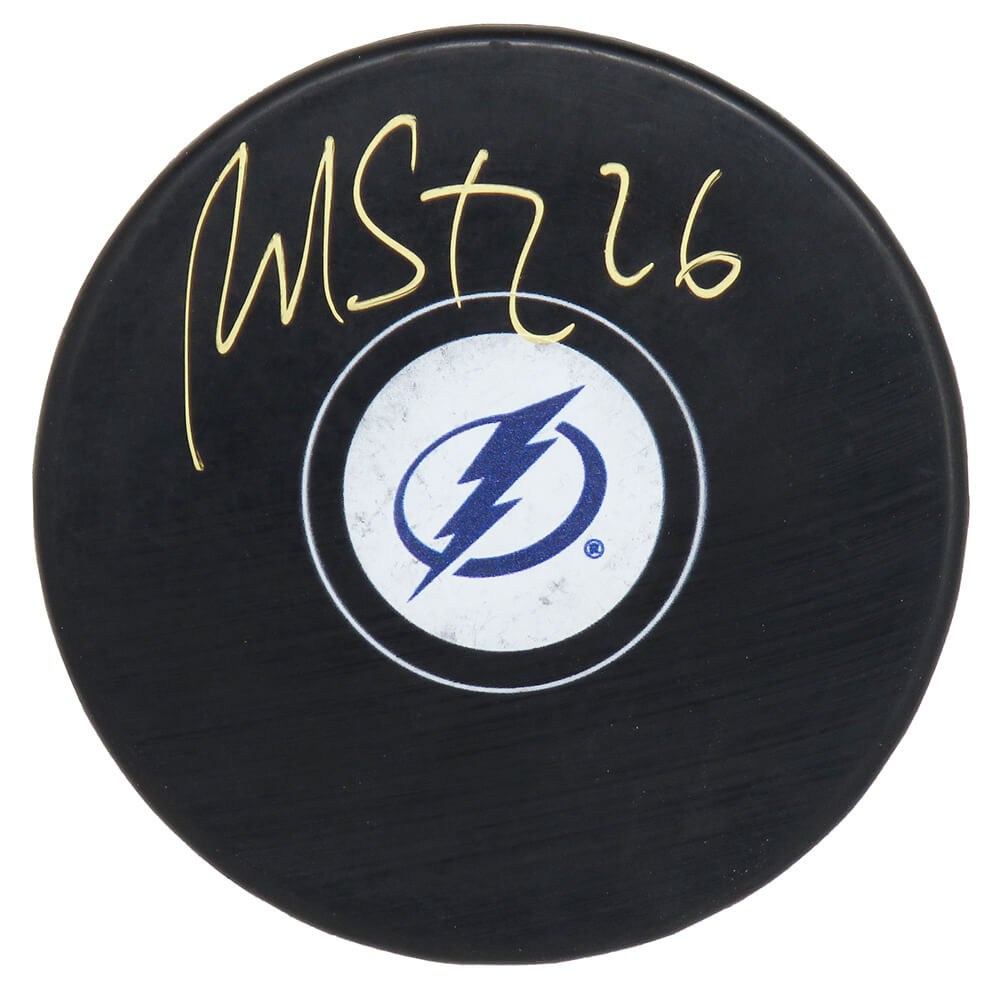 Martin St. Louis Signed Tampa Bay Lightning Logo Hockey Puck - STLPUC400 - Martin St. Louis Signed Tampa Bay Lightning Logo Hockey Puck product image