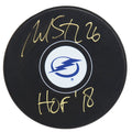 Martin St. Louis Signed Tampa Bay Lightning Logo Hockey Puck w/HOF'18 - STLPUC401 - Martin St. Louis Signed Tampa Bay Lightning Logo Hockey Puck w/HOF'18 product image