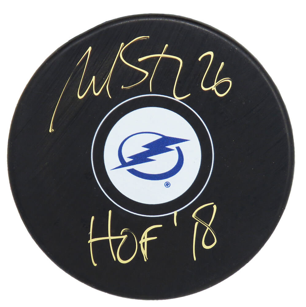 Martin St. Louis Signed Tampa Bay Lightning Logo Hockey Puck w/HOF'18 - STLPUC401 - Martin St. Louis Signed Tampa Bay Lightning Logo Hockey Puck w/HOF'18 product image