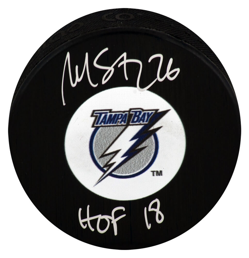 Martin St. Louis Signed Tampa Bay Lightning Medium Logo Hockey Puck w/HOF'18 - STLPUC406 - Martin St. Louis Signed Tampa Bay Lightning Medium Logo Hockey Puck w/HOF'18 product image