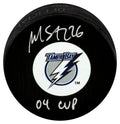 Martin St. Louis Signed Tampa Bay Lightning Medium Logo Hockey Puck w/04 Cup - STLPUC407 - Martin St. Louis Signed Tampa Bay Lightning Medium Logo Hockey Puck w/04 Cup product image