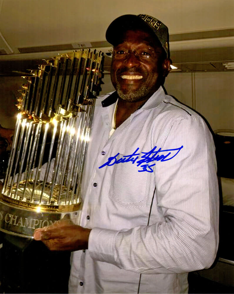 Lester Strode Signed Chicago Cubs Holding 2016 World Series Trophy 8x10 Photo - STR08P130 - Lester Strode Signed Chicago Cubs Holding 2016 World Series Trophy 8x10 Photo product image