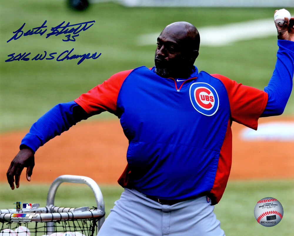 Lester Strode Signed Chicago Cubs Throwing Batting Practice 8x10 Photo w/2016 WS Champs - STR08P131 - Lester Strode Signed Chicago Cubs Throwing Batting Practice 8x10 Photo w/2016 WS Champs product image