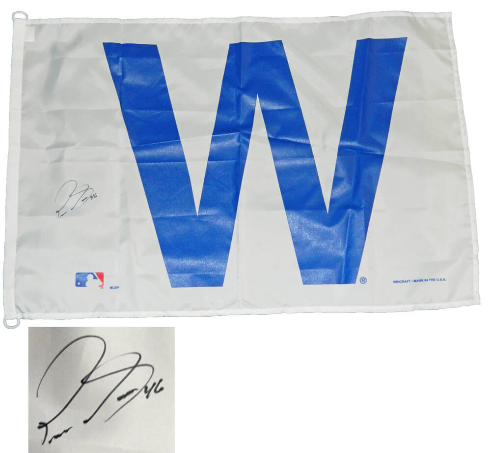 Pedro Strop Signed Chicago Cubs 27x37 White W Flag - STRFLG100 - Pedro Strop Signed Chicago Cubs 27x37 White W Flag product image