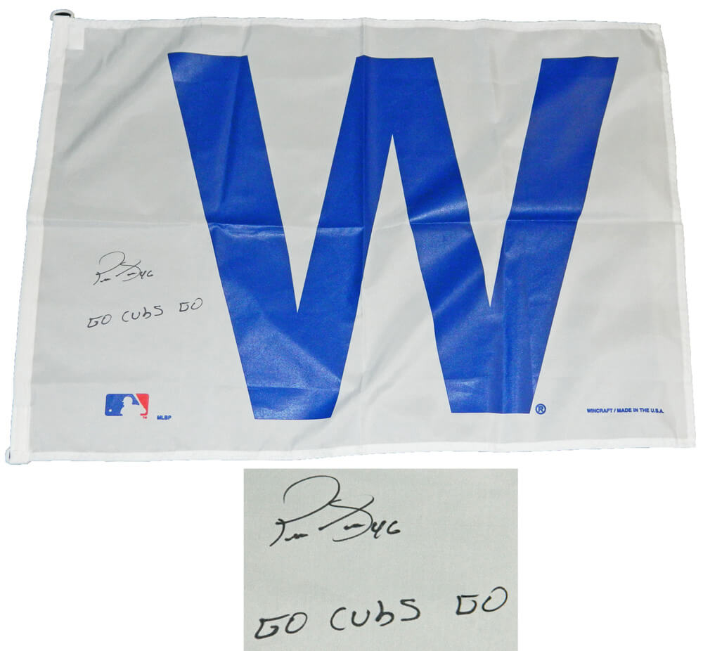 Pedro Strop Signed Chicago Cubs 27x37 White W Flag w/Go Cubs Go - STRFLG101 - Pedro Strop Signed Chicago Cubs 27x37 White W Flag w/Go Cubs Go product image