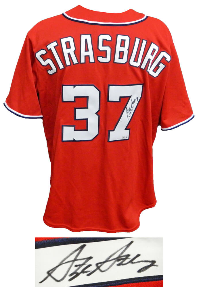 Stephen Strasburg Signed Washington Nationals Red Majestic Replica Jersey - STRJRY111 - Stephen Strasburg Signed Washington Nationals Red Majestic Replica Jersey product image