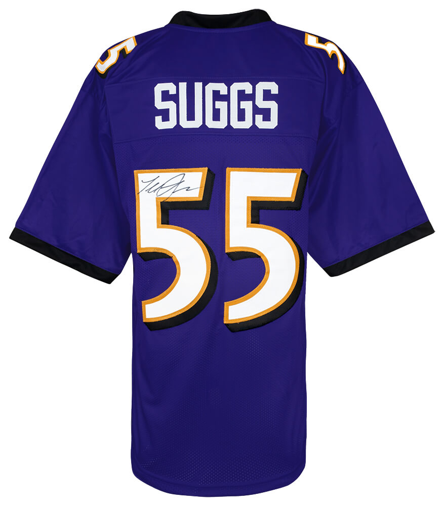 Terrell Suggs Signed Purple Custom Football Jersey - SUGJRY301 - Terrell Suggs Signed Purple Custom Football Jersey product image