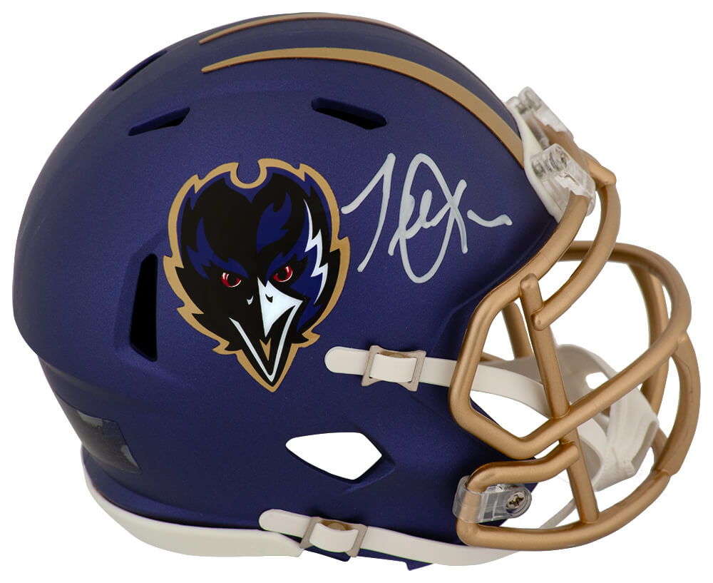 Terrell Suggs Signed Baltimore Ravens 2024 Alternate Purple Riddell Speed Mini Helmet - SUGMIN303 - Terrell Suggs Signed Baltimore Ravens 2024 Alternate Purple Riddell Speed Mini Helmet product image