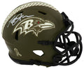 Terrell Suggs Signed Baltimore Ravens SALUTE Riddell Speed Mini Helmet - SUGMIN304 - Terrell Suggs Signed Baltimore Ravens SALUTE Riddell Speed Mini Helmet product image