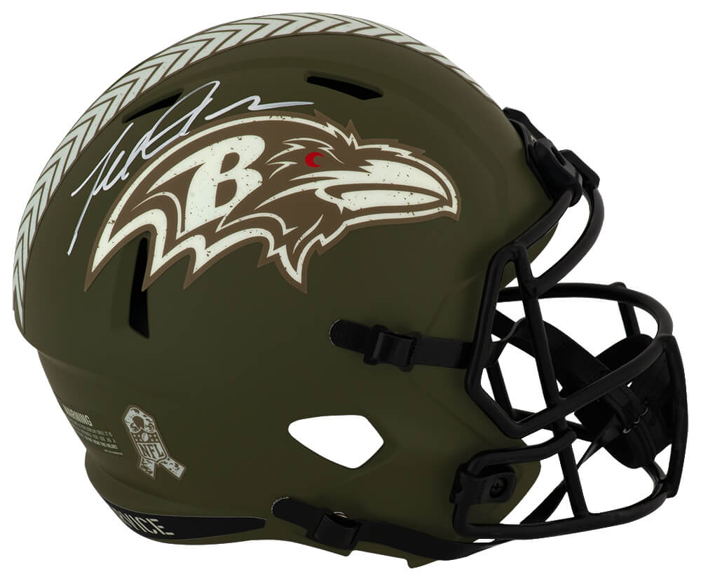 Terrell Suggs Signed Baltimore Ravens SALUTE Riddell Full Size Speed Replica Helmet - SUGREP305 - Terrell Suggs Signed Baltimore Ravens SALUTE Riddell Full Size Speed Replica Helmet product image