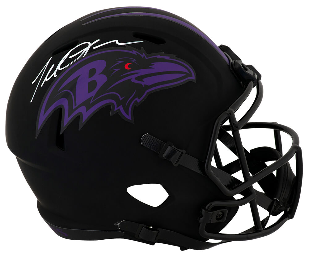 Terrell Suggs Signed Baltimore Ravens ECLIPSE Black Matte Riddell Full Size Speed Replica Helmet - SUGREP304 - Terrell Suggs Signed Baltimore Ravens ECLIPSE Black Matte Riddell Full Size Speed Replica Helmet product image