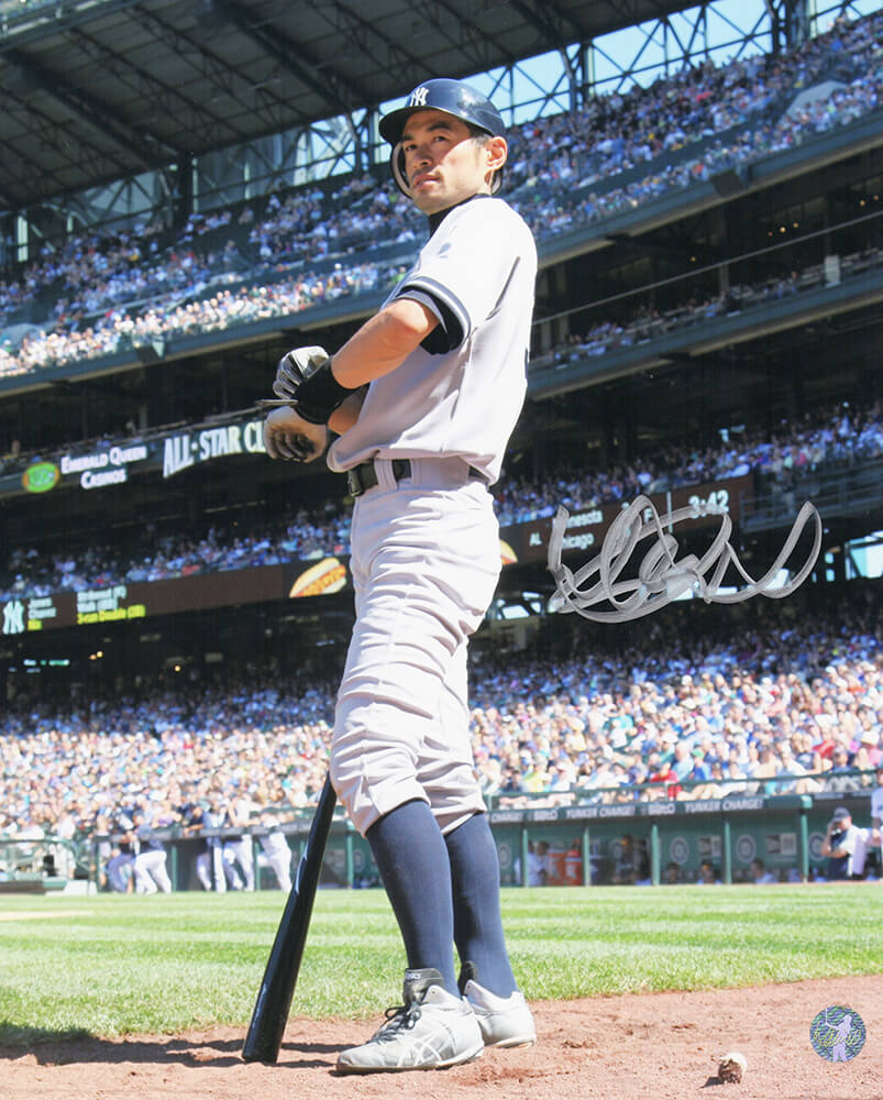 Ichiro Suzuki Signed New York Yankees On Deck 8x10 Photo (Ichiro Hologram) - SUZ08P103MYS - Ichiro Suzuki Signed New York Yankees On Deck 8x10 Photo (Ichiro Hologram) product image