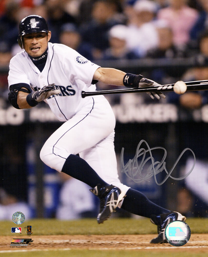 Ichiro Suzuki Signed Seattle Mariners Hitting Action 8x10 Photo - (Ichiro Hologram) - SUZ08P104 - Ichiro Suzuki Signed Seattle Mariners Hitting Action 8x10 Photo - (Ichiro Hologram) product image