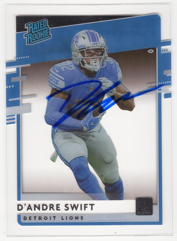 D'Andre Swift Signed Detroit Lions 2020 Donruss Clearly Rated Rookie Football Card #RR-DS - SWICAR304 - D'Andre Swift Signed Detroit Lions 2020 Donruss Clearly Rated Rookie Football Card #RR-DS product image