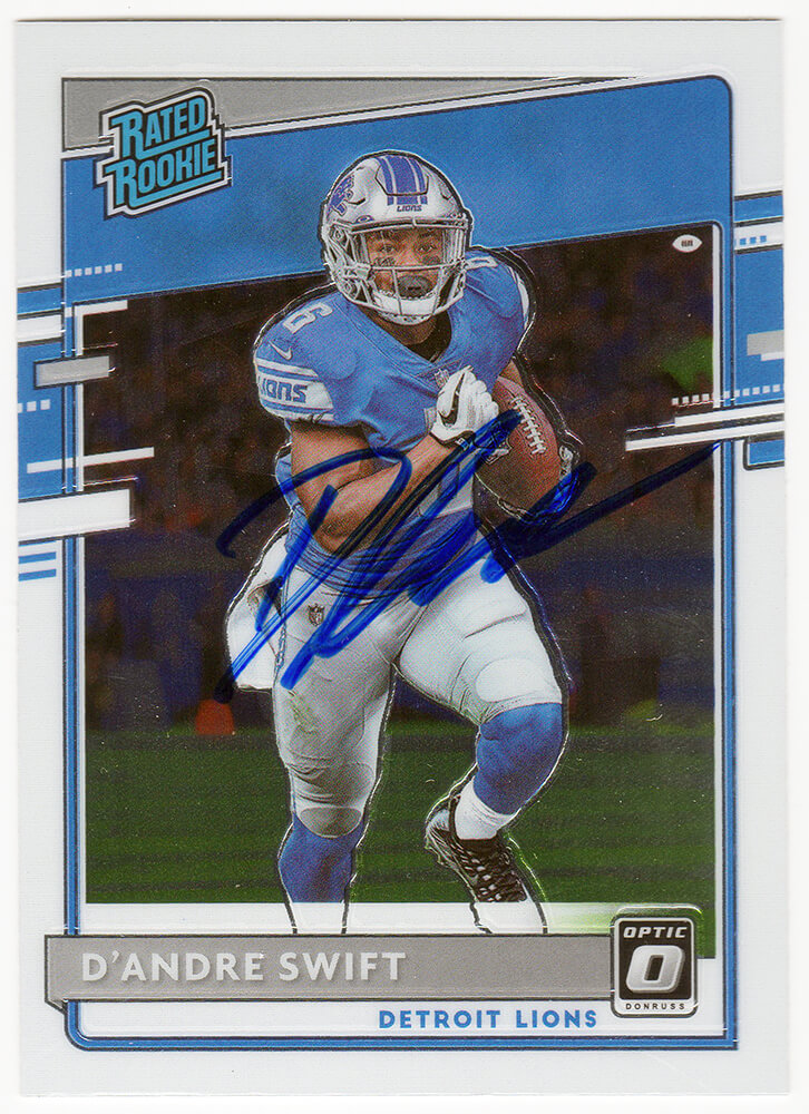 D'Andre Swift Signed Detroit Lions 2020 Donruss Optic Rated Rookie Football Card #159 - SWICAR305 - D'Andre Swift Signed Detroit Lions 2020 Donruss Optic Rated Rookie Football Card #159 product image