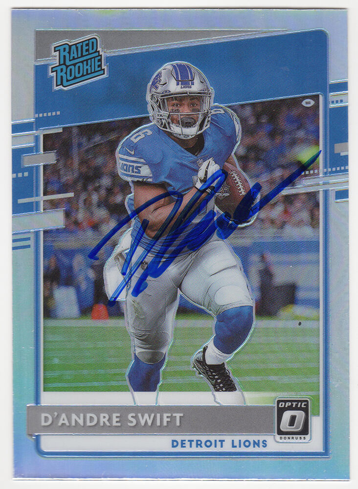 D'Andre Swift Signed Detroit Lions 2020 Donruss Optic Prizm Rated Rookie Football Card #159 - SWICAR306 - D'Andre Swift Signed Detroit Lions 2020 Donruss Optic Prizm Rated Rookie Football Card #159 product image