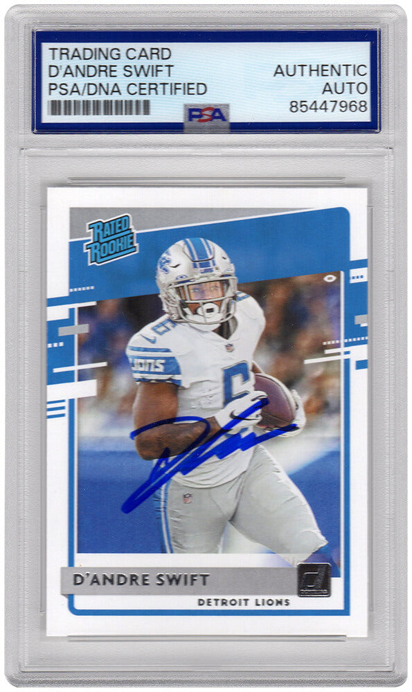 D'Andre Swift Signed Detroit Lions 2020 Donruss Rated Rookie Football Card #309 - (PSA Encapsulated) - SWICAR310 - D'Andre Swift Signed Detroit Lions 2020 Donruss Rated Rookie Football Card #309 - (PSA Encapsulated) product image