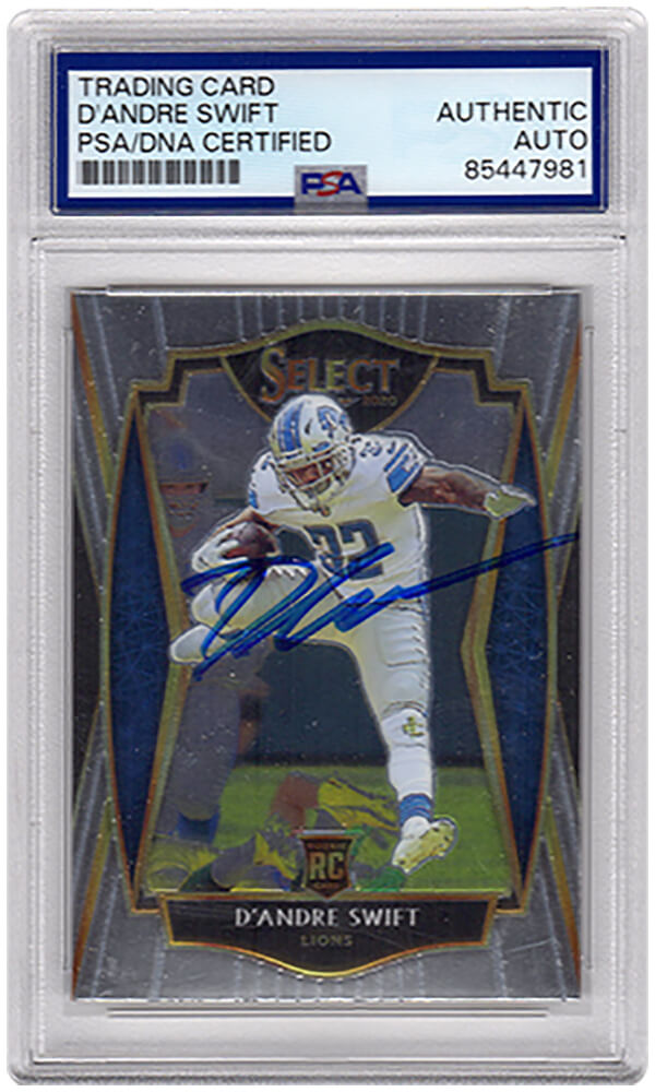 D'Andre Swift Signed Detroit Lions 2020 Panini Select Rookie Football Card #151 - (PSA Encapsulated) - SWICAR312 - D'Andre Swift Signed Detroit Lions 2020 Panini Select Rookie Football Card #151 - (PSA Encapsulated) product image