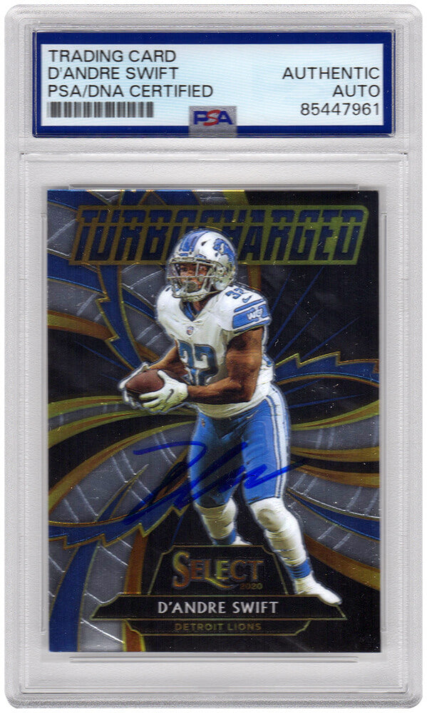 D'Andre Swift Signed Detroit Lions 2020 Select Turbo Charged Rookie Football Card #T19 - (PSA Encapsulated) - SWICAR313 - D'Andre Swift Signed Detroit Lions 2020 Select Turbo Charged Rookie Football Card #T19 - (PSA Encapsulated) product image