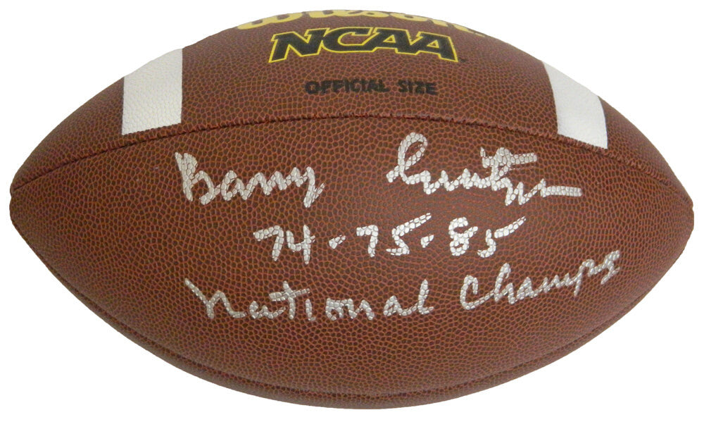 Barry Switzer Signed Wilson NCAA Full Size Football w/74, 75, 85 National Champs - SWIFTB301 - Barry Switzer Signed Wilson NCAA Full Size Football w/74, 75, 85 National Champs product image