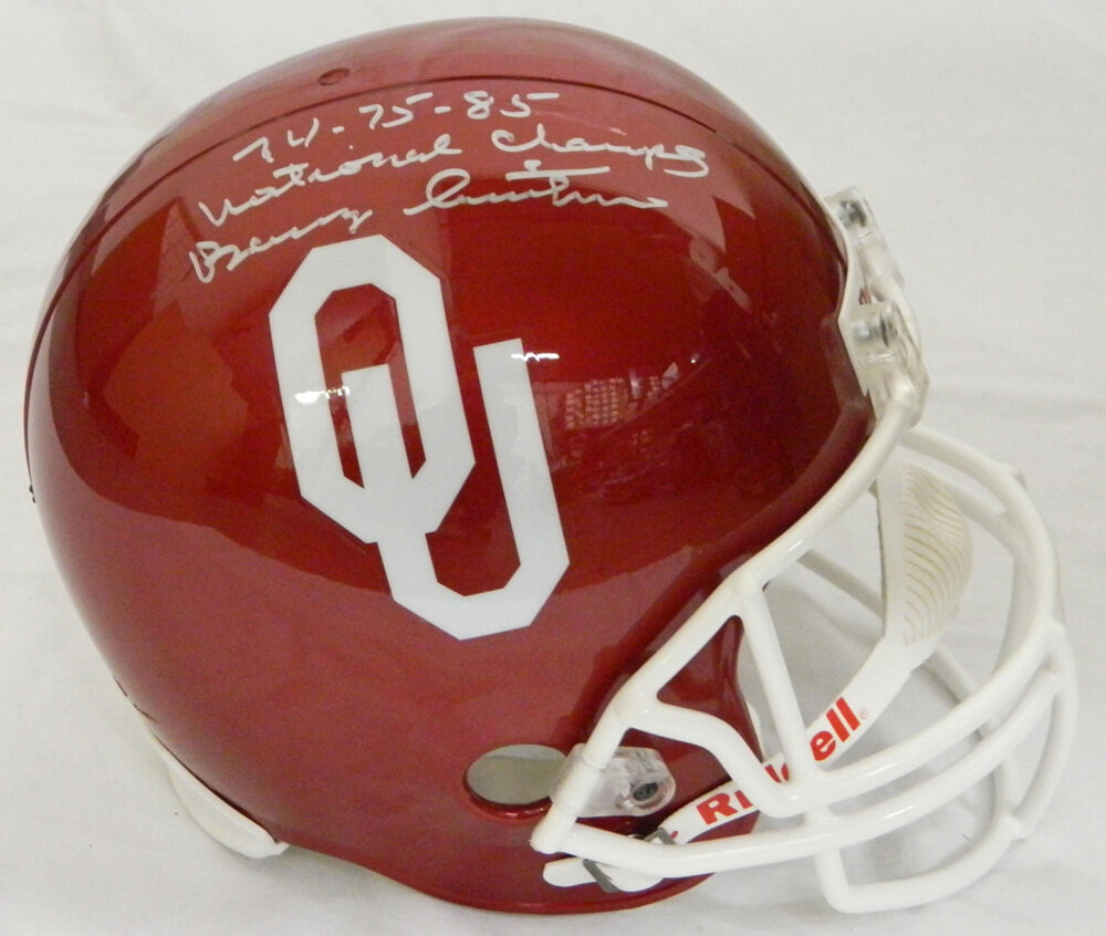 Barry Switzer Signed Oklahoma Sooners Riddell F/S Replica Helmet w/74,75,85 National Champs - SWIREP300 - Barry Switzer Signed Oklahoma Sooners Riddell F/S Replica Helmet w/74,75,85 National Champs product image