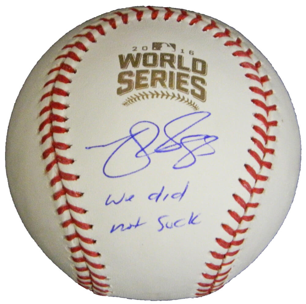 Matt Szczur Signed Rawlings Official 2016 World Series Baseball w/We Did Not Suck - SZCBSB106 - Matt Szczur Signed Rawlings Official 2016 World Series Baseball w/We Did Not Suck product image