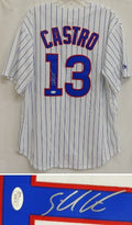 Starlin Castro Signed Autographed Cubs Majestic White Pinstripe Replica Jersey - CASJRY100 - Starlin Castro Signed Autographed Cubs Majestic White Pinstripe Replica Jersey product image