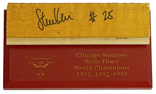 Steve Kerr Signed Chicago Stadium 1.5 x 6 Blonde Used Floor Piece With Engraved Chicago Bulls Logo Base - KERFLO200 - Steve Kerr Signed Chicago Stadium 1.5 x 6 Blonde Used Floor Piece With Engraved Chicago Bulls Logo Base product image