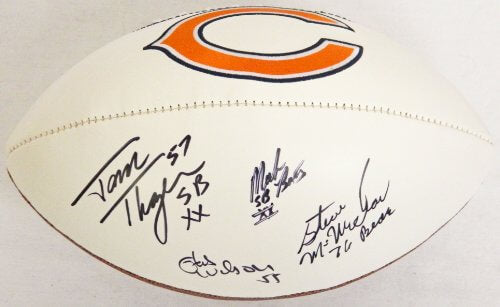Steve McMichael, Otis Wilson, Mark Bortz, Tom Thayer Multi-Signed Autographed Bears Logo Football - BORFTB300 - Steve McMichael, Otis Wilson, Mark Bortz, Tom Thayer Multi-Signed Autographed Bears Logo Football product image