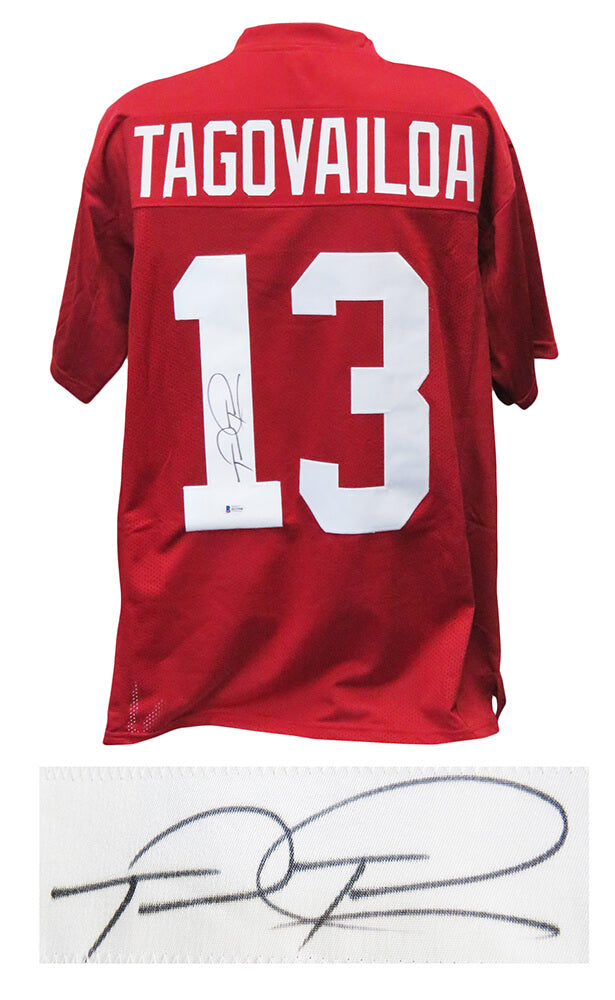 Tua Tagovailoa Signed Red Custom College Football Jersey (Beckett) - TAGJRY300 - Tua Tagovailoa Signed Red Custom College Football Jersey (Beckett) product image
