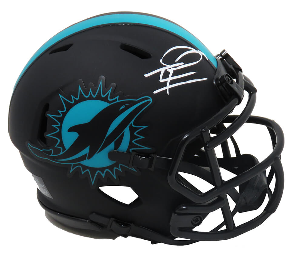 Tua Tagovailoa Signed Miami Dolphins Eclipse Black Matte Riddell Speed Mini Helmet (Fanatics) - TAGMIN301 - Tua Tagovailoa Signed Miami Dolphins Eclipse Black Matte Riddell Speed Mini Helmet (Fanatics) product image