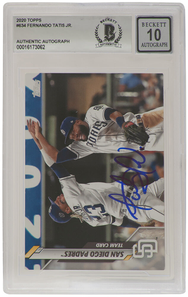 Fernando Tatis Jr. Signed San Diego Padres 2020 Topps Baseball Trading Card #634 - (Beckett / Auto Grade 10) - TATCAR103 - Fernando Tatis Jr. Signed San Diego Padres 2020 Topps Baseball Trading Card #634 - (Beckett / Auto Grade 10) product image