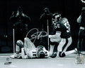 Lawrence Taylor Signed Giants B&W 8x10 Photo over Cunningham - TAY08P300 - Lawrence Taylor Signed Giants B&W 8x10 Photo over Cunningham product image